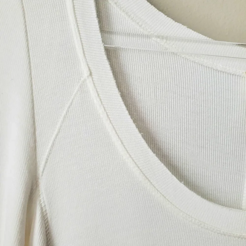Women Free People Ivory January Soft Knit Shirt Top S Oversize Minimalist Cozy